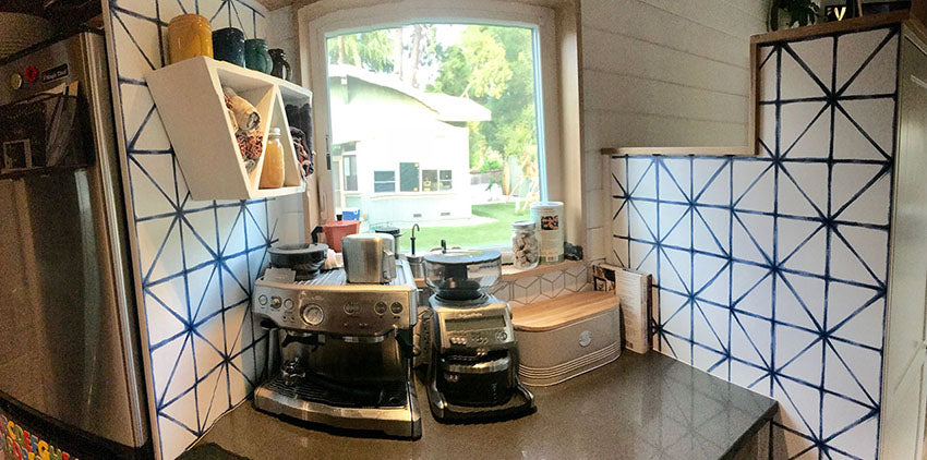 Brighten a Tiny House Kitchen with Peel and Stick Wallpaper