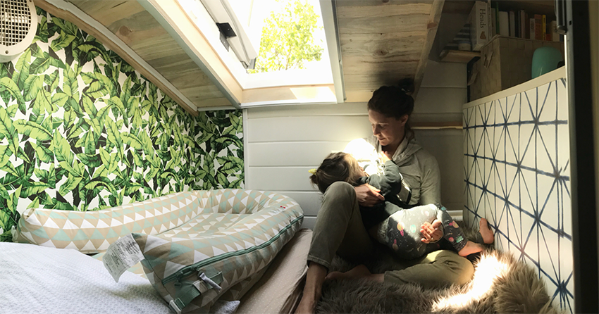 Tiny House Toddler Loft with Peel and Stick Wallpaper