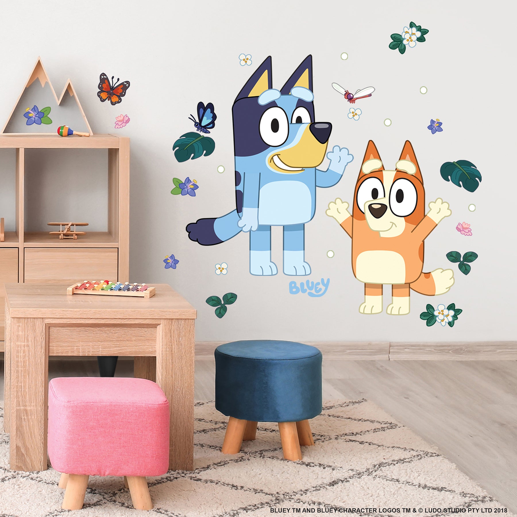 Bluey & Bingo Character Blue Wall Decals Wall Decals RoomMates