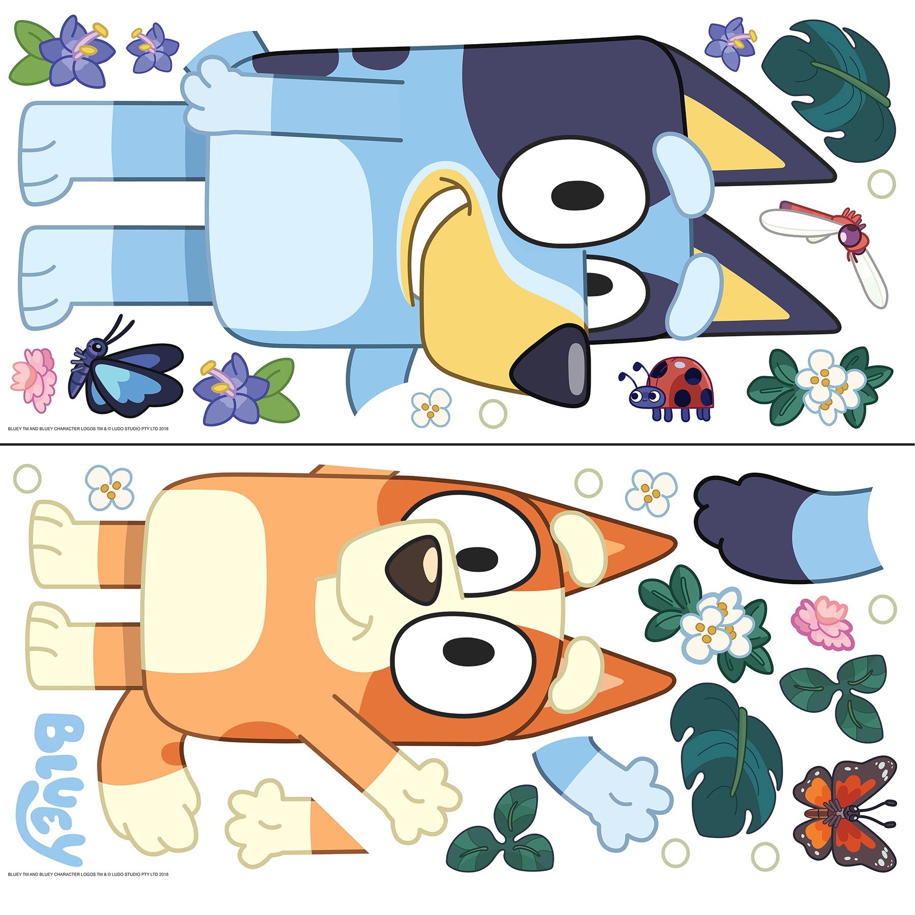Bluey & Bingo Character Blue Wall Decals Wall Decals RoomMates