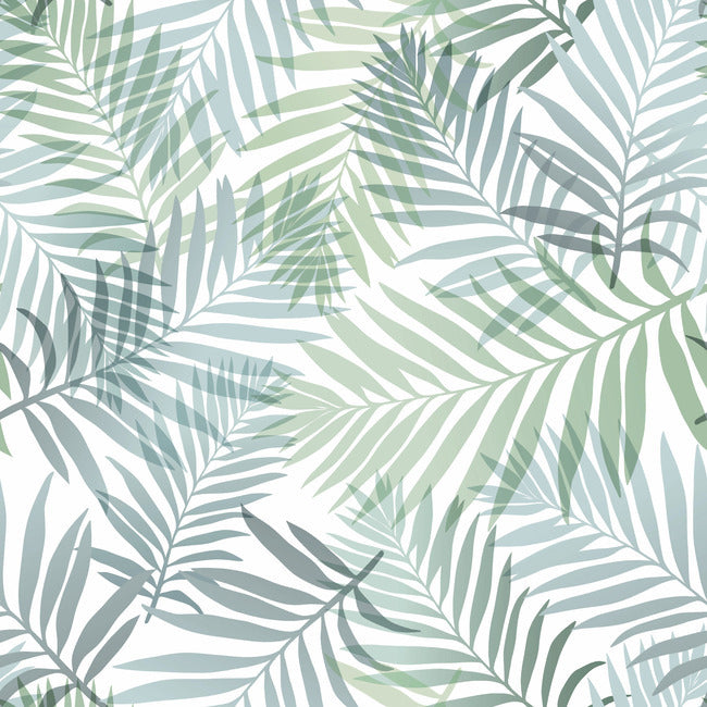 Tropical Vibe Peel & Stick Wallpaper Peel and Stick Wallpaper RoomMates Roll Blue 