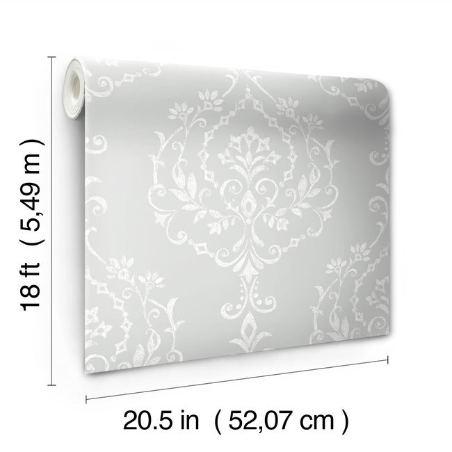 New Damask Peel & Stick Wallpaper Peel and Stick Wallpaper RoomMates   