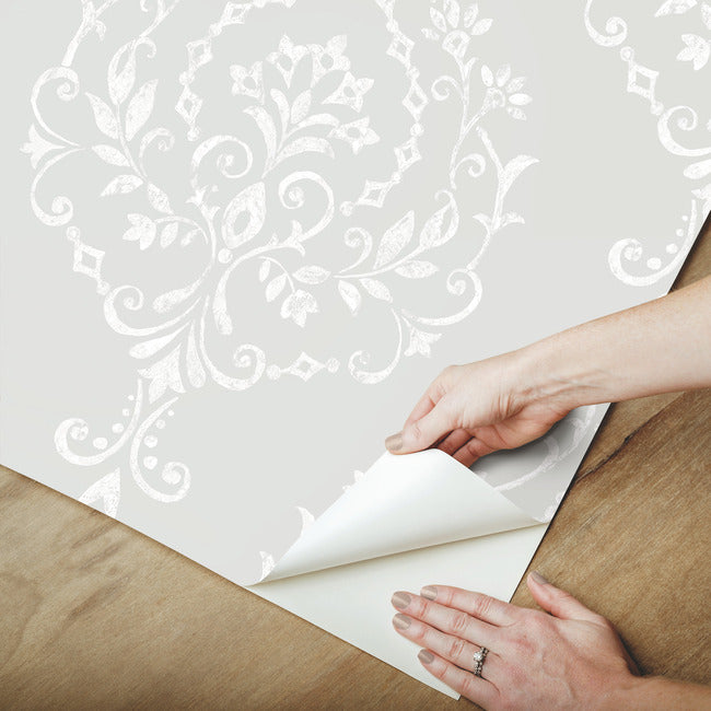 New Damask Peel & Stick Wallpaper Peel and Stick Wallpaper RoomMates   