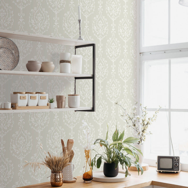 New Damask Peel & Stick Wallpaper Peel and Stick Wallpaper RoomMates   