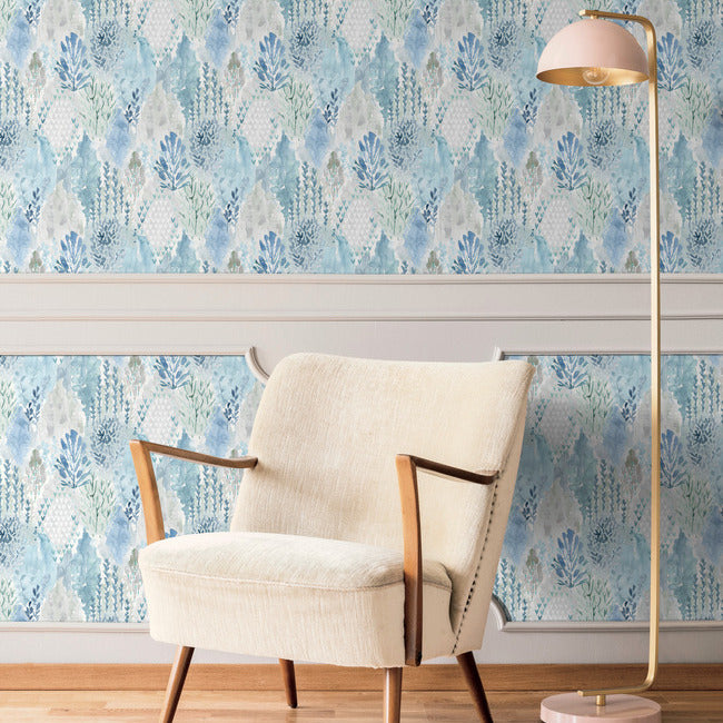 Watercolor Tree Mosaic Peel & Stick Wallpaper Peel and Stick Wallpaper RoomMates   