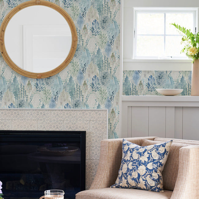 Watercolor Tree Mosaic Peel & Stick Wallpaper Peel and Stick Wallpaper RoomMates   