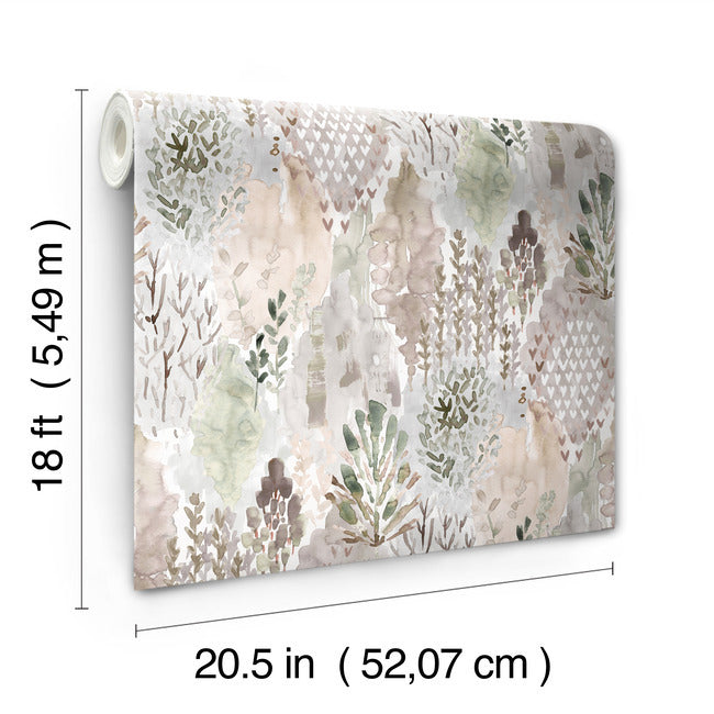 Watercolor Tree Mosaic Peel & Stick Wallpaper Peel and Stick Wallpaper RoomMates   