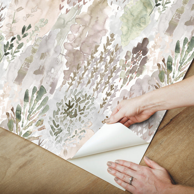 Watercolor Tree Mosaic Peel & Stick Wallpaper Peel and Stick Wallpaper RoomMates   