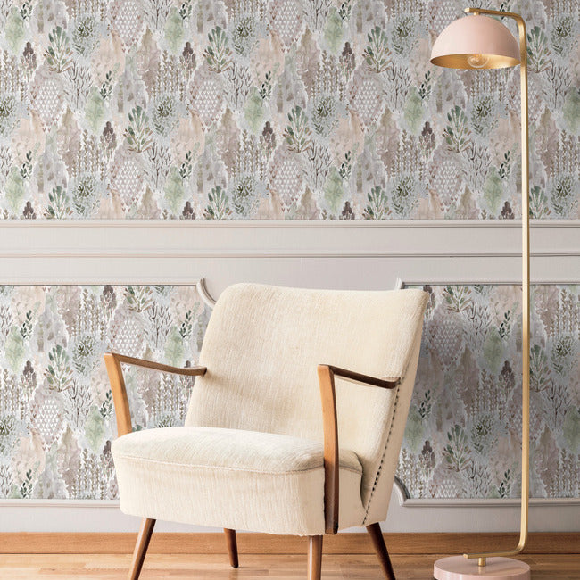 Watercolor Tree Mosaic Peel & Stick Wallpaper Peel and Stick Wallpaper RoomMates   