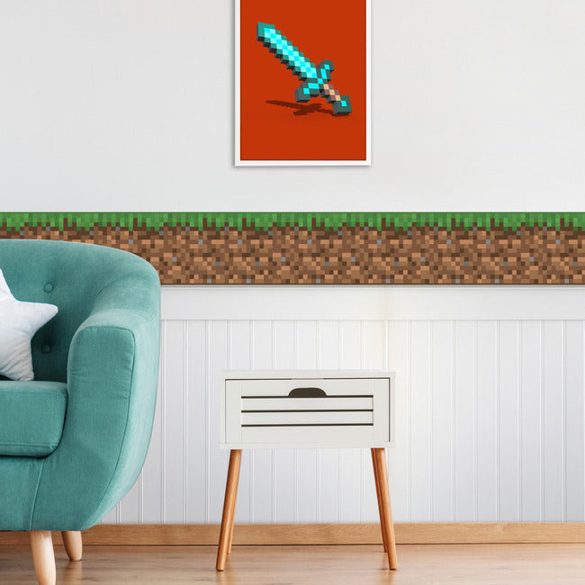 Minecraft Iconic Grass Peel & Stick Wallpaper Border Peel and Stick Borders RoomMates   