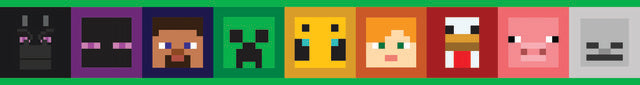 Minecraft Iconic Faces Peel & Stick Wallpaper Border Peel and Stick Borders RoomMates   