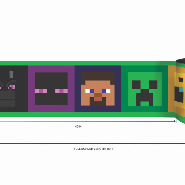 Minecraft Iconic Faces Peel & Stick Wallpaper Border Peel and Stick Borders RoomMates   