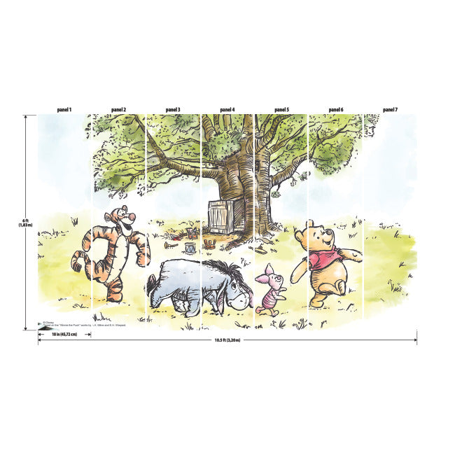 Disney's Winnie The Pooh Watercolor Peel & Stick Wallpaper Mural Wall Murals RoomMates   