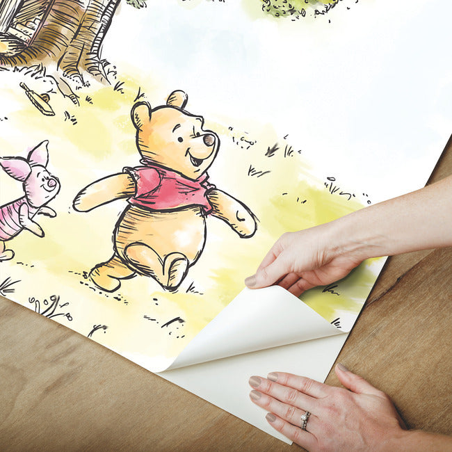 Disney's Winnie The Pooh Watercolor Peel & Stick Wallpaper Mural Wall Murals RoomMates   