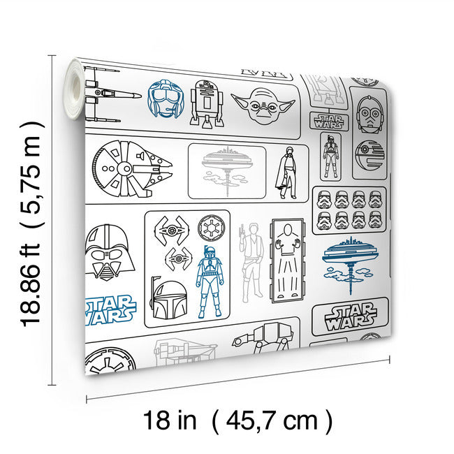 Star Wars Pictogram Peel & Stick Wallpaper Peel and Stick Wallpaper RoomMates   