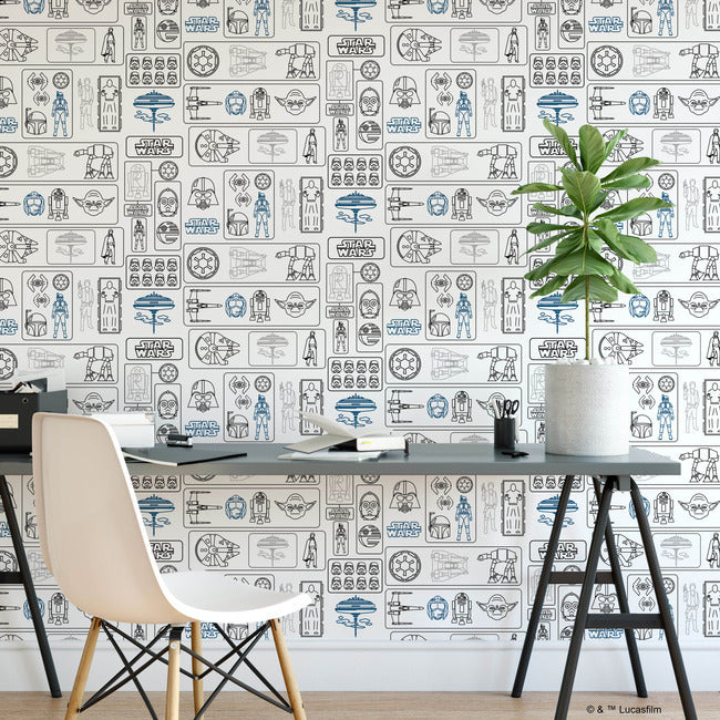 Star Wars Pictogram Peel & Stick Wallpaper Peel and Stick Wallpaper RoomMates   