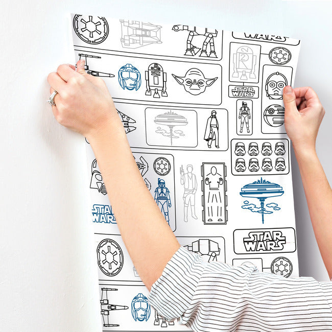 Star Wars Pictogram Peel & Stick Wallpaper Peel and Stick Wallpaper RoomMates   