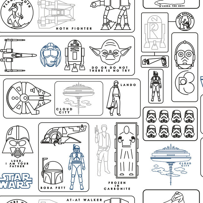 Star Wars Pictogram Peel & Stick Wallpaper Peel and Stick Wallpaper RoomMates Roll  
