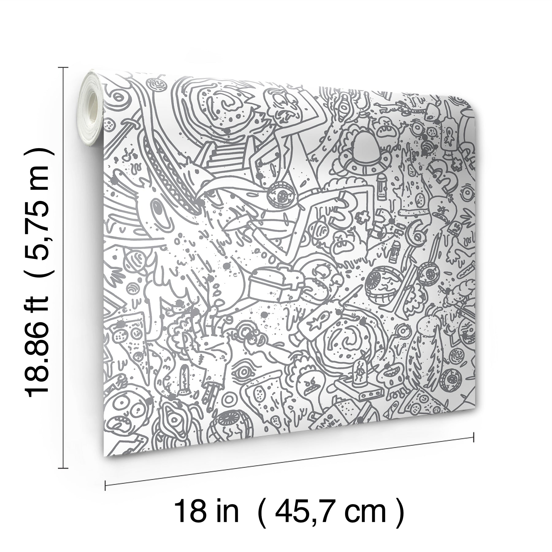 Rick and Morty Doodle Peel & Stick Wallpaper Peel and Stick Wallpaper RoomMates Decor   