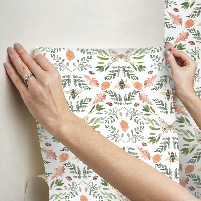 Penny Lane: Forest Cottage Bee And Butterfly Peel and Stick Wallpaper Peel and Stick Wallpaper RoomMates   