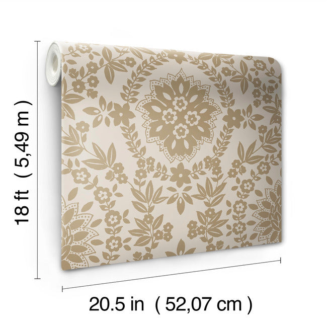 Boho Baroque Damask Peel & Stick Wallpaper Peel and Stick Wallpaper RoomMates   