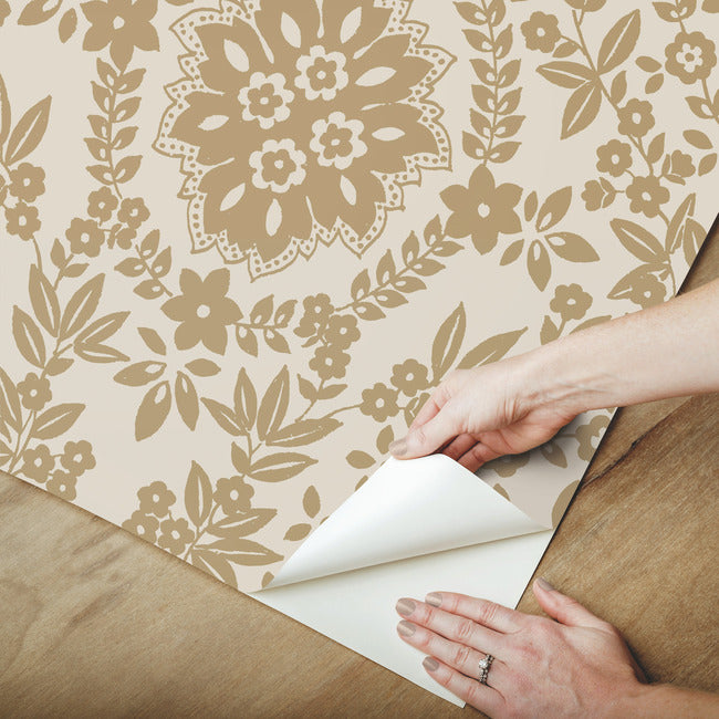 Boho Baroque Damask Peel & Stick Wallpaper Peel and Stick Wallpaper RoomMates   