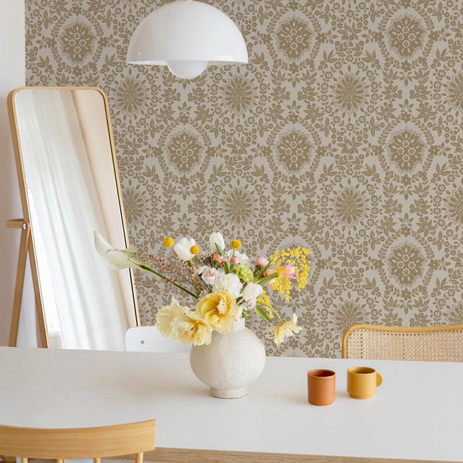 Boho Baroque Damask Peel & Stick Wallpaper Peel and Stick Wallpaper RoomMates   