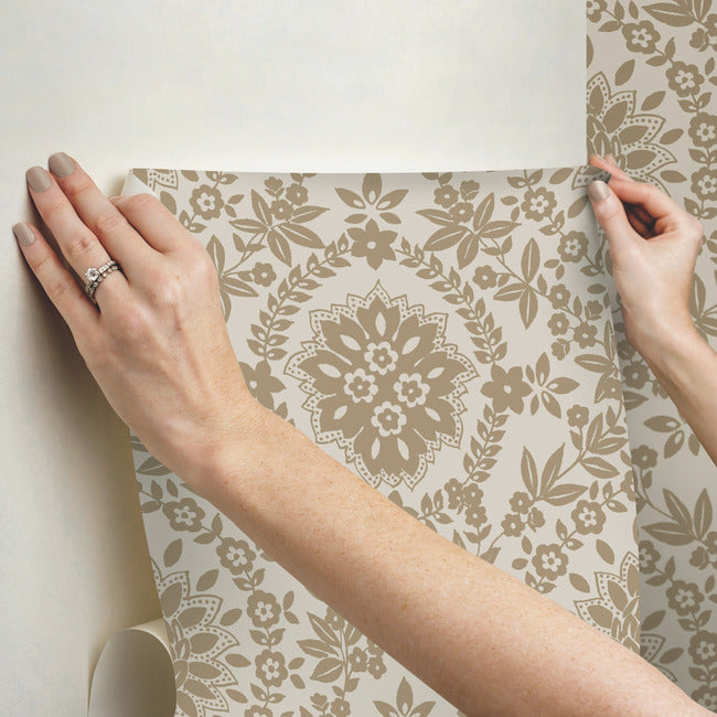 Boho Baroque Damask Peel & Stick Wallpaper Peel and Stick Wallpaper RoomMates   