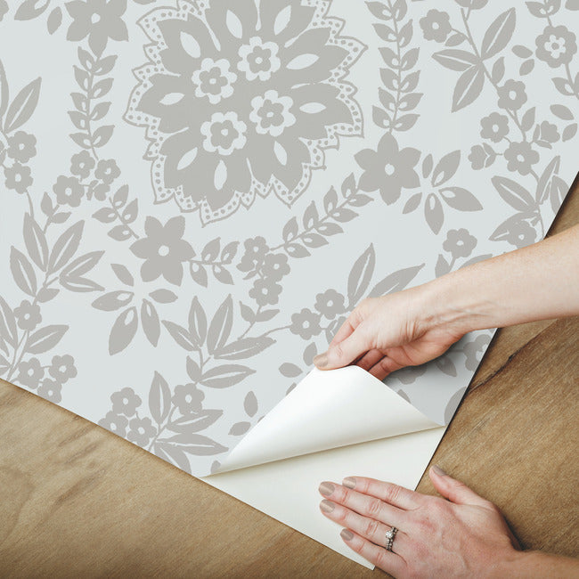 Boho Baroque Damask Peel & Stick Wallpaper Peel and Stick Wallpaper RoomMates   