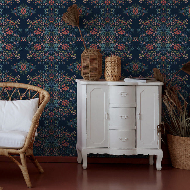 Medallion Floral Peel & Stick Wallpaper Peel and Stick Wallpaper RoomMates   