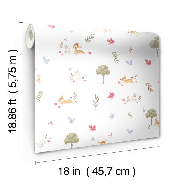 Bambi Watercolor Peel & Stick Wallpaper Peel and Stick Wallpaper RoomMates   