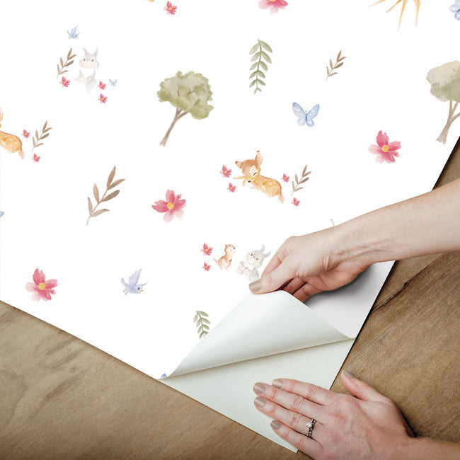 Bambi Watercolor Peel & Stick Wallpaper Peel and Stick Wallpaper RoomMates   