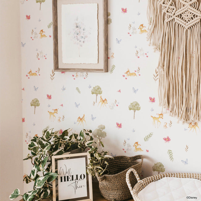 Bambi Watercolor Peel & Stick Wallpaper Peel and Stick Wallpaper RoomMates   