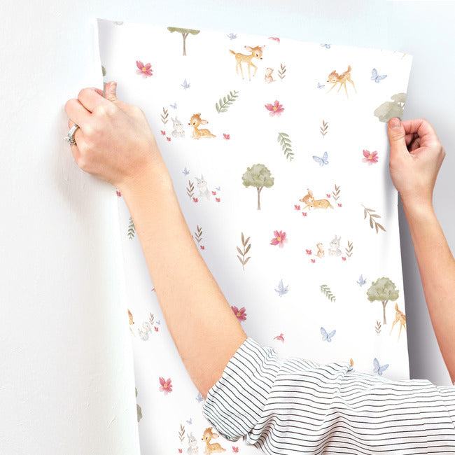 Bambi Watercolor Peel & Stick Wallpaper Peel and Stick Wallpaper RoomMates   