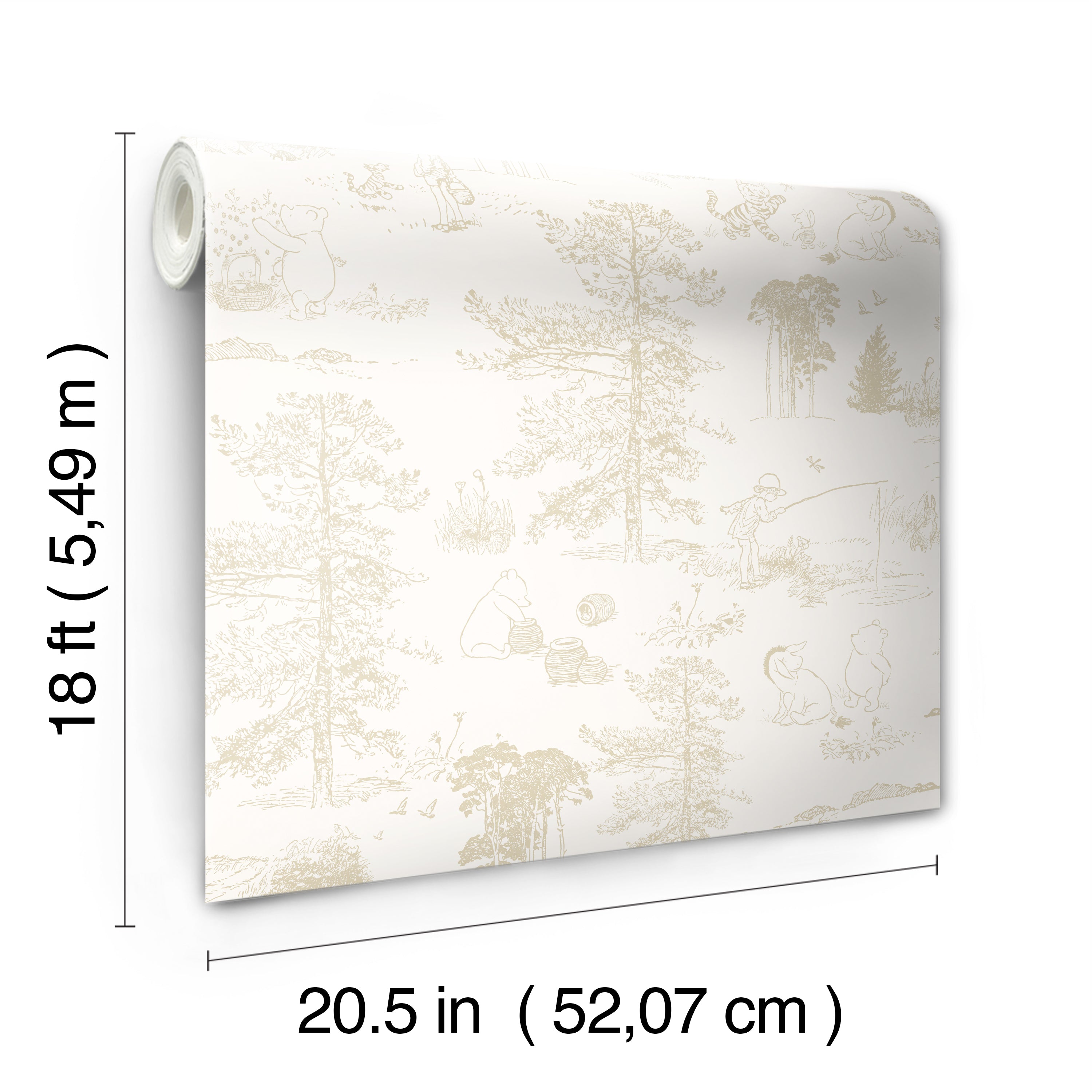 Winnie The Pooh Toile Peel & Stick Wallpaper Peel and Stick Wallpaper RoomMates   