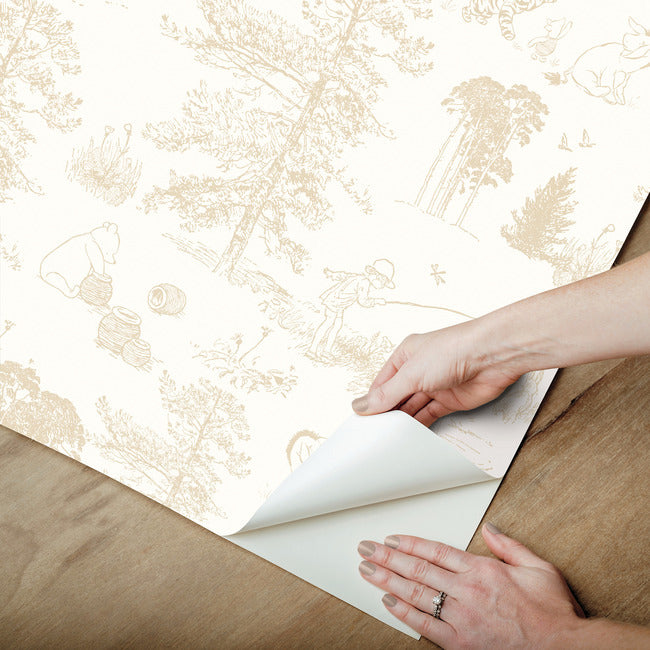 Winnie The Pooh Toile Peel & Stick Wallpaper Peel and Stick Wallpaper RoomMates   