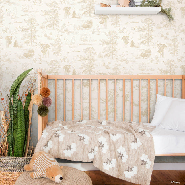 Winnie The Pooh Toile Peel & Stick Wallpaper Peel and Stick Wallpaper RoomMates   