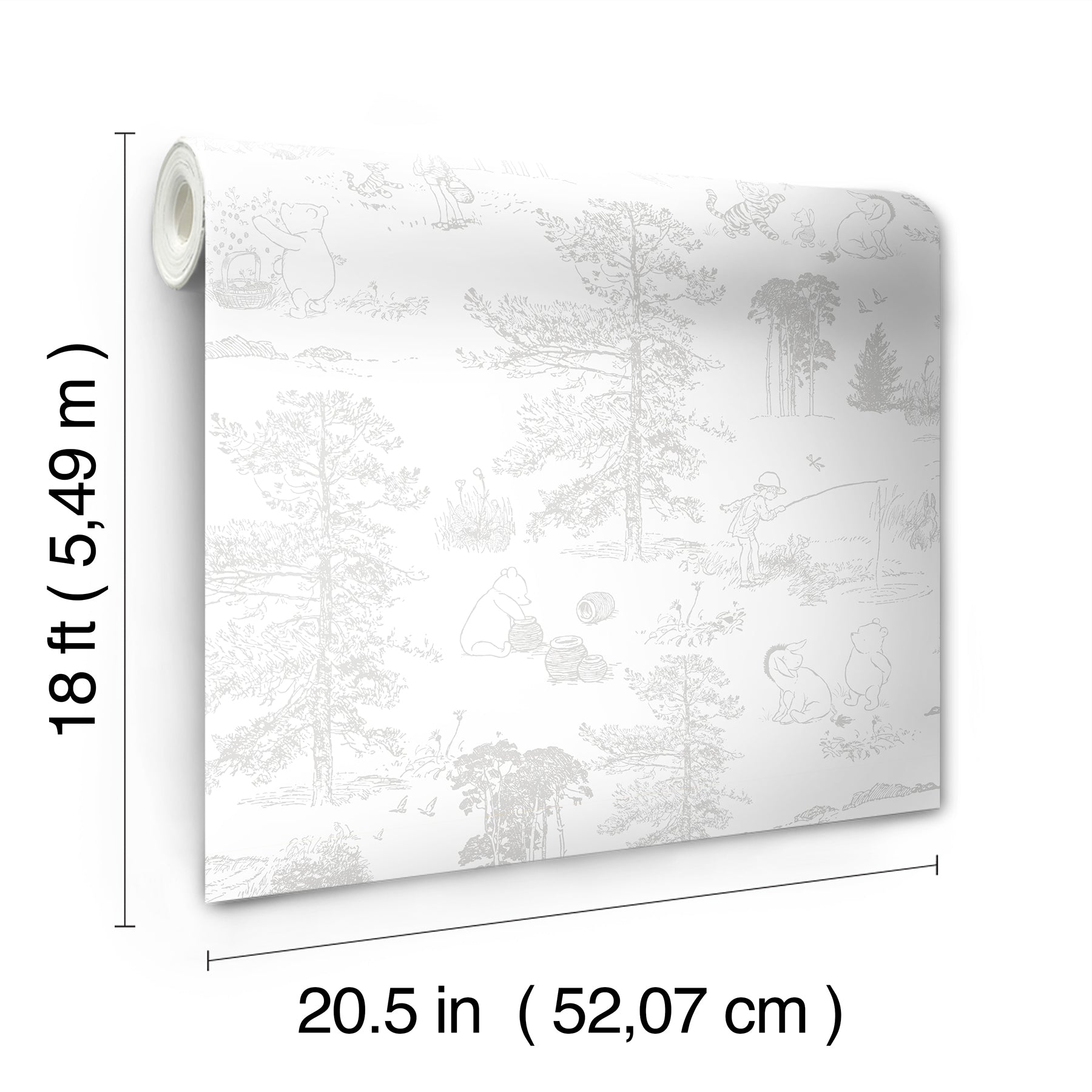Winnie The Pooh Toile Peel & Stick Wallpaper Peel and Stick Wallpaper RoomMates   