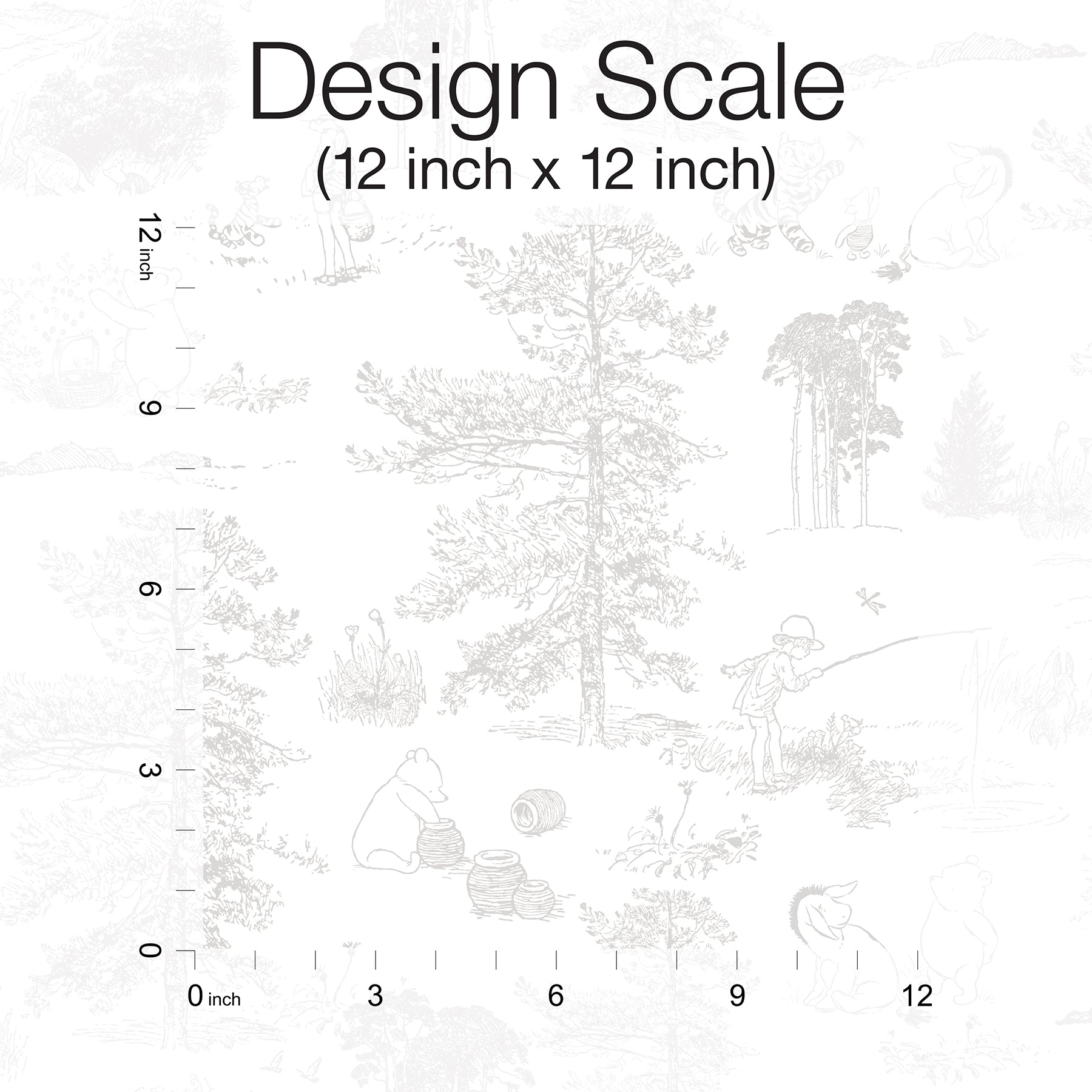 Winnie The Pooh Toile Peel & Stick Wallpaper Peel and Stick Wallpaper RoomMates   