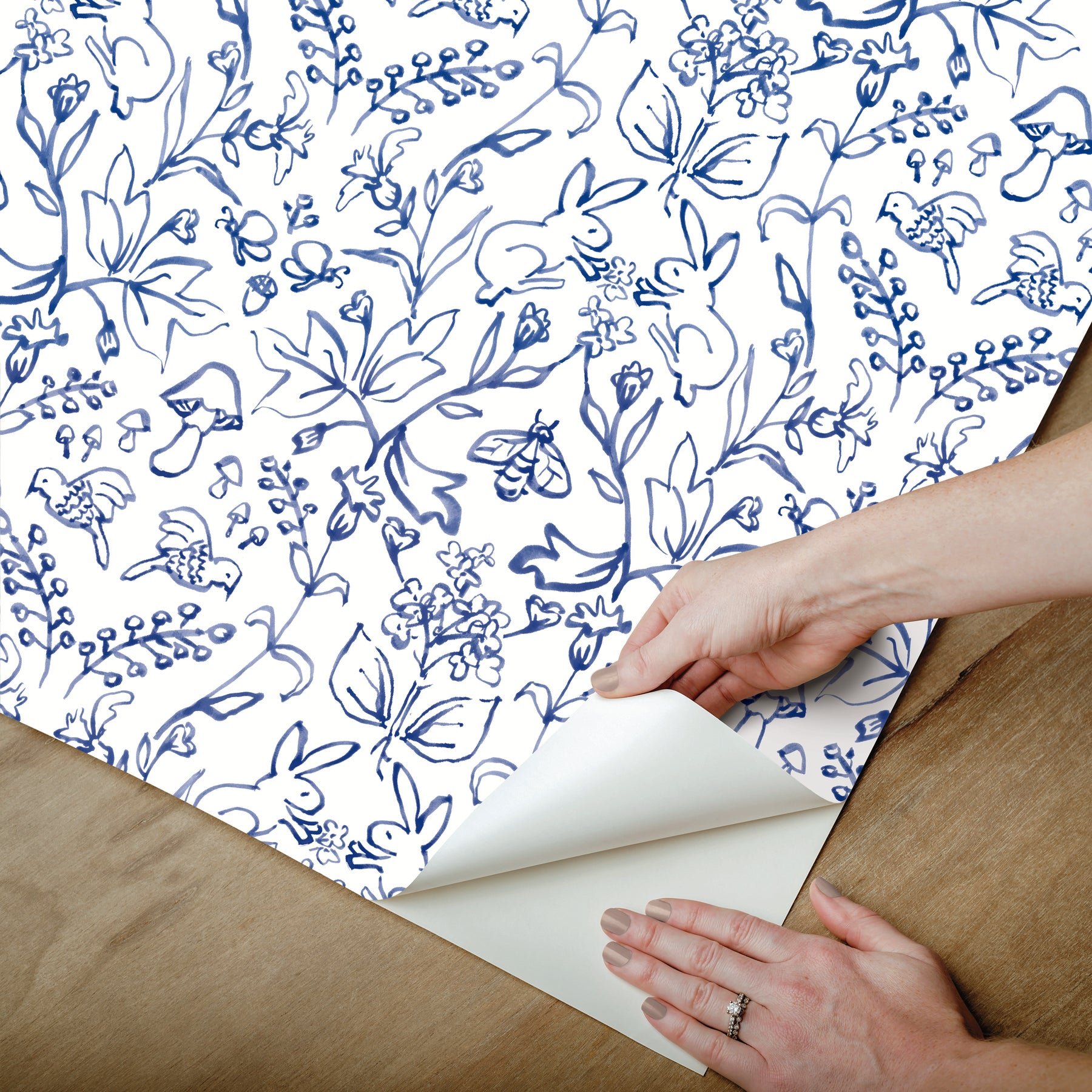 Meadow Blue Peel & Stick Wallpaper Peel and Stick Wallpaper RoomMates Decor   