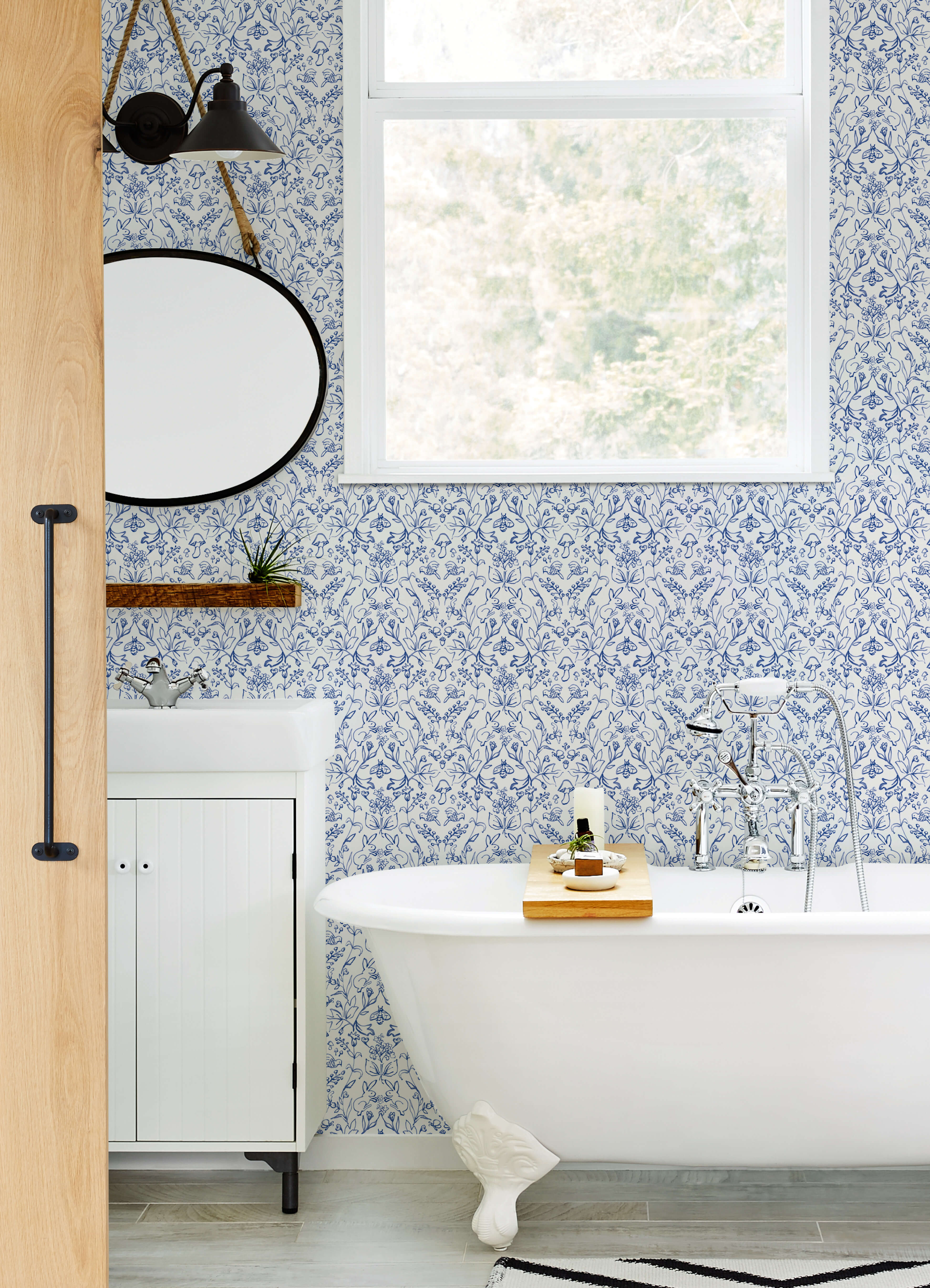 Meadow Blue Peel & Stick Wallpaper Peel and Stick Wallpaper RoomMates Decor   