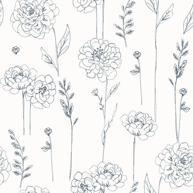 Maisey Peel & Stick Wallpaper Peel and Stick Wallpaper RoomMates Roll Navy 