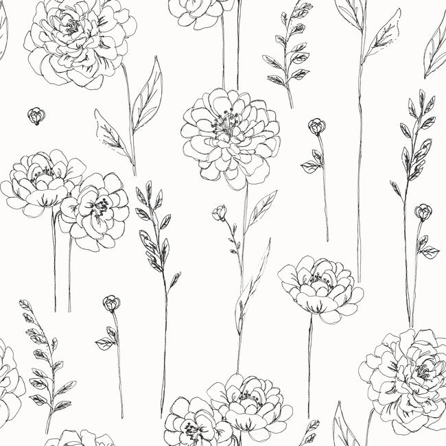 Maisey Peel & Stick Wallpaper Peel and Stick Wallpaper RoomMates Roll Black 