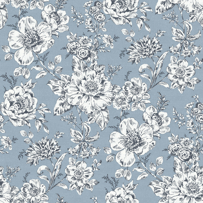 Winifred Peel & Stick Wallpaper Peel and Stick Wallpaper RoomMates Roll Blue 