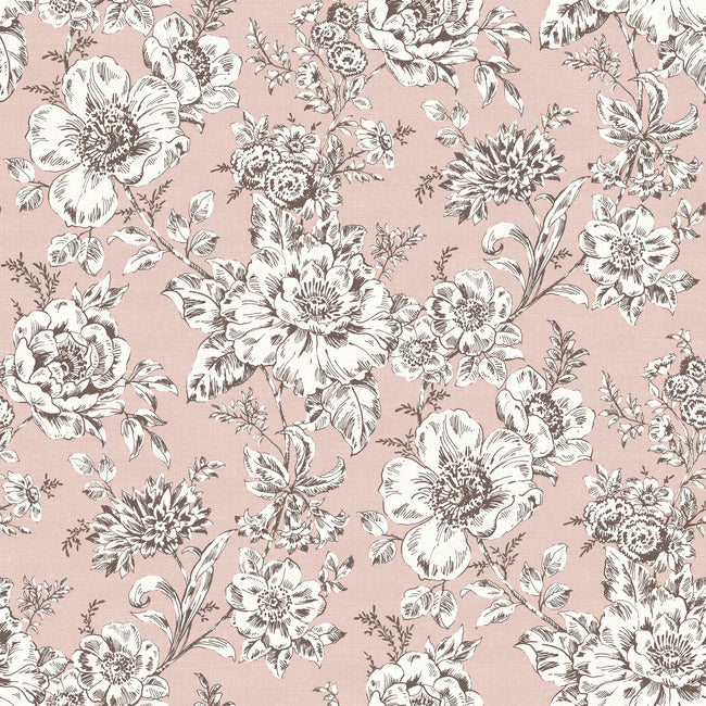 Winifred Peel & Stick Wallpaper Peel and Stick Wallpaper RoomMates Roll Pink 