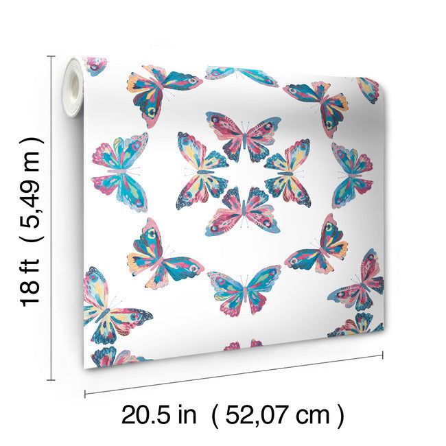 EttaVee Papillon Peel & Stick Wallpaper Peel and Stick Wallpaper RoomMates   