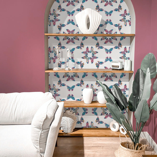 EttaVee Papillon Peel & Stick Wallpaper Peel and Stick Wallpaper RoomMates   
