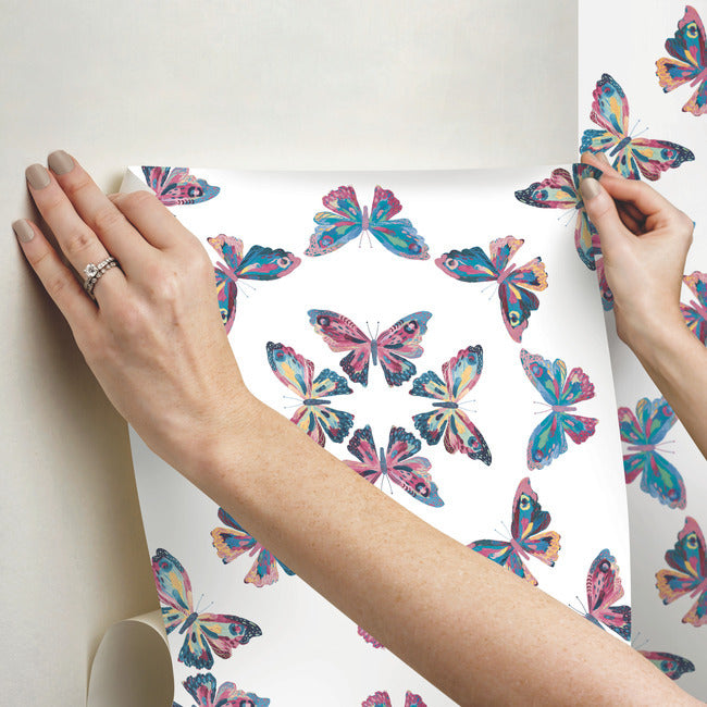 EttaVee Papillon Peel & Stick Wallpaper Peel and Stick Wallpaper RoomMates   