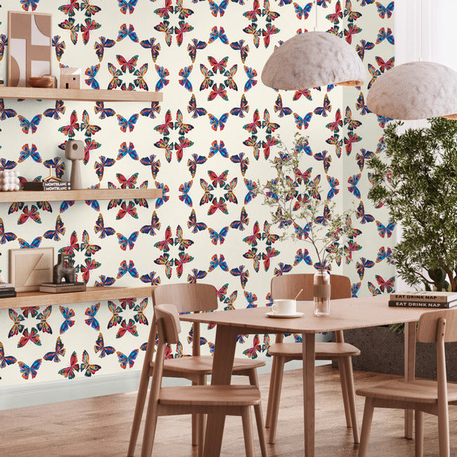 EttaVee Papillon Peel & Stick Wallpaper Peel and Stick Wallpaper RoomMates   