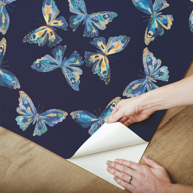 EttaVee Papillon Peel & Stick Wallpaper Peel and Stick Wallpaper RoomMates   